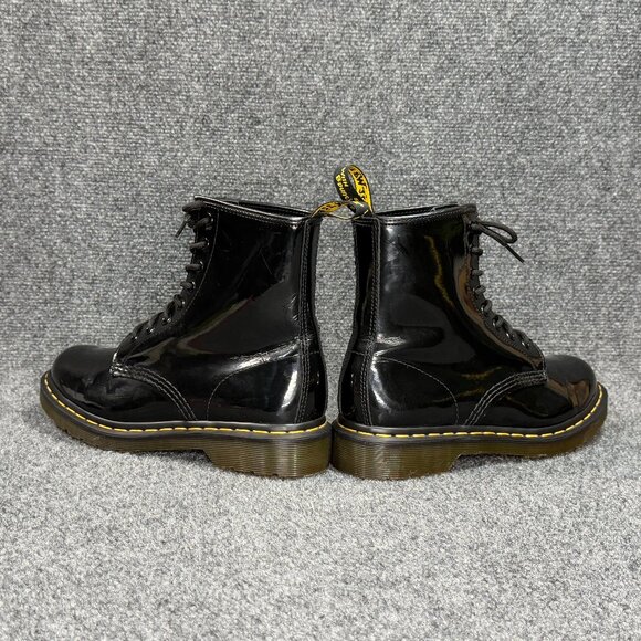 Dr. Martens 1460 Boots Women's Black Patent Leather Lace Up Retro Combat Moto - Picture 7 of 14